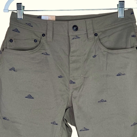 Prana Men’s Brion Olive Green Nylon Shorts With Mountain Print Size 28 X… - Picture 2 of 12